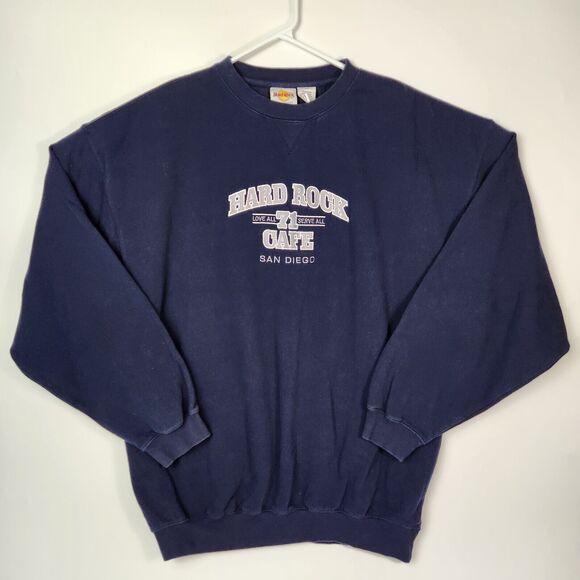 Vtg 90s Hard Rock Cafe Sweater Sz XL San Diego CA Embroidered Streetwear Retro - Picture 1 of 7